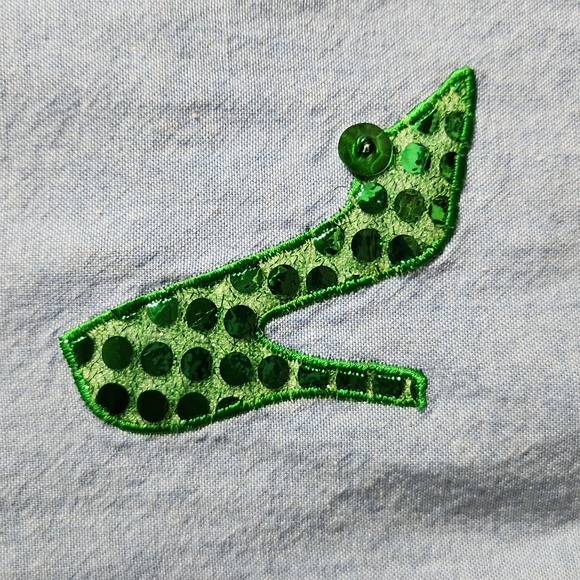 Ladies Denim Button-Down with Shimmery Shoe Detail - Picture 3 of 5